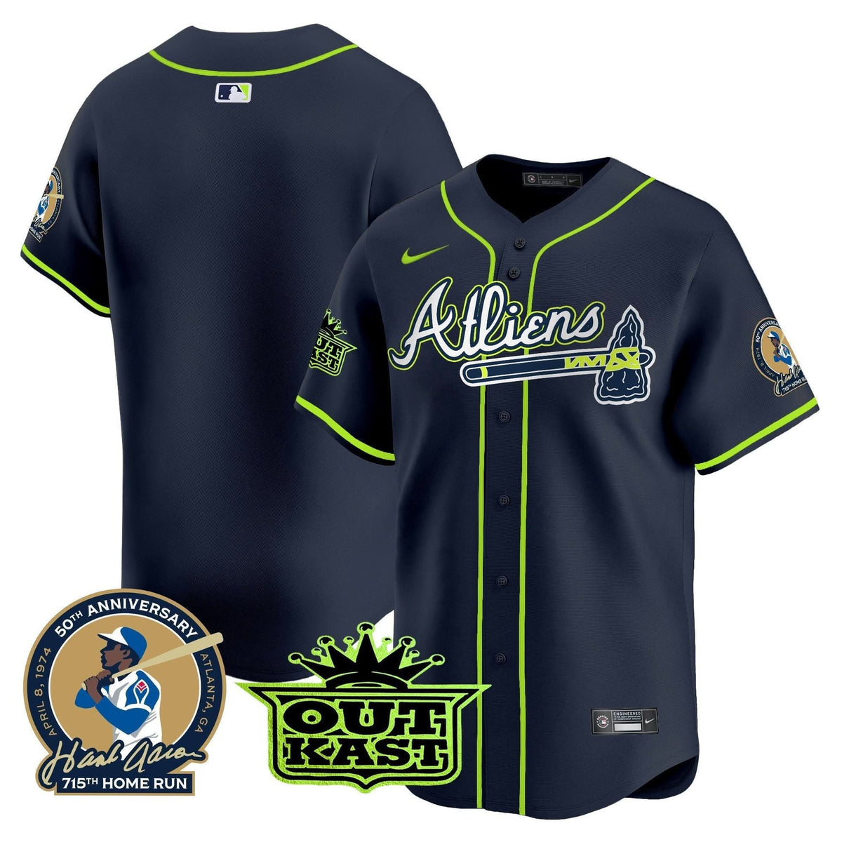 AB Atliens & Hank Aaron Patch Vapor Premier Limited Jersey - Stitched