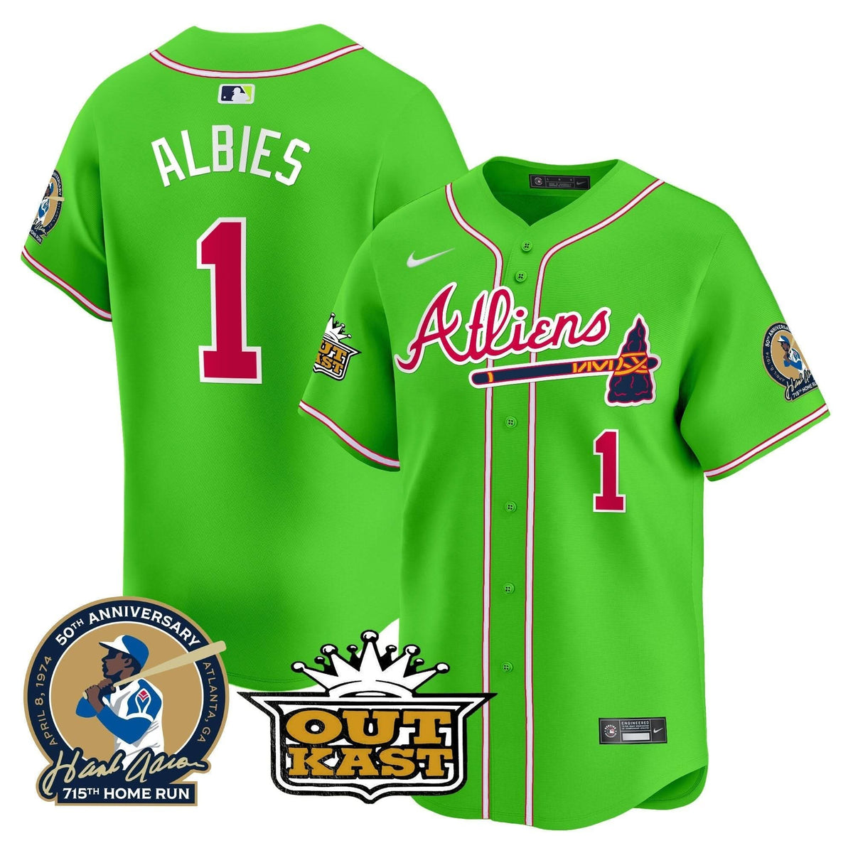 AB Atliens & Hank Aaron Patch Vapor Premier Limited Jersey - Stitched