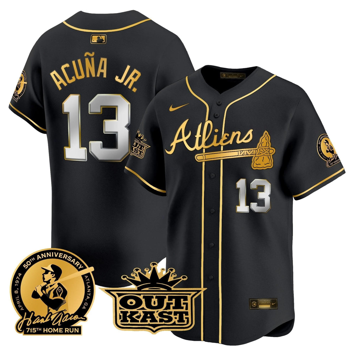 AB Atliens & Hank Aaron Patch Vapor Premier Limited Jersey - Stitched