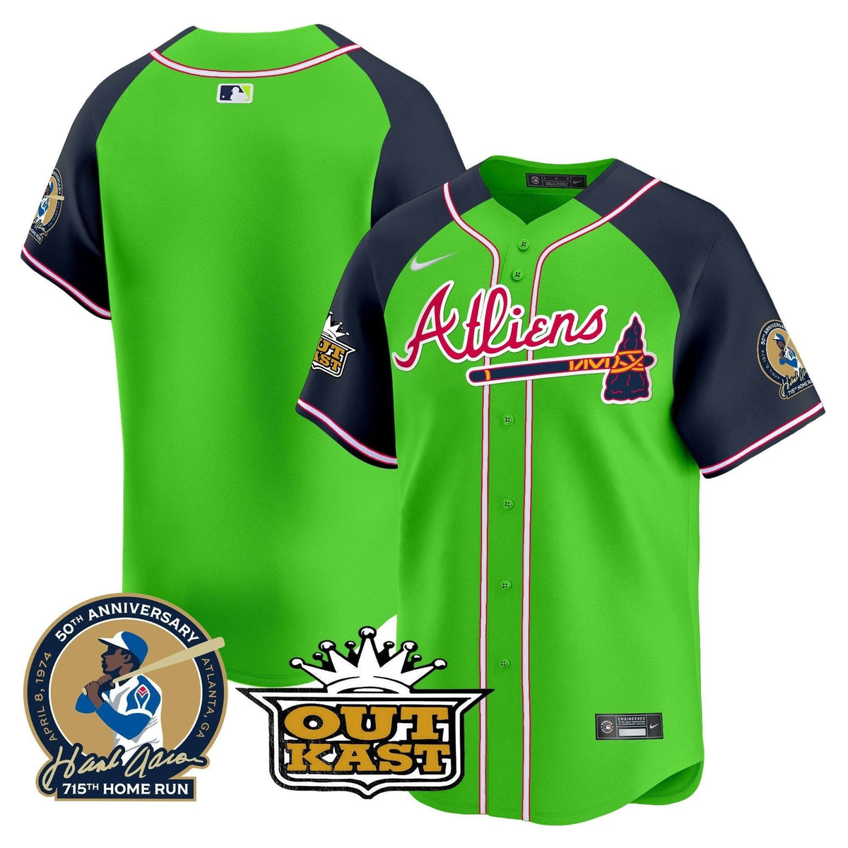 AB Atliens & Hank Aaron Patch Vapor Premier Limited Jersey - Stitched