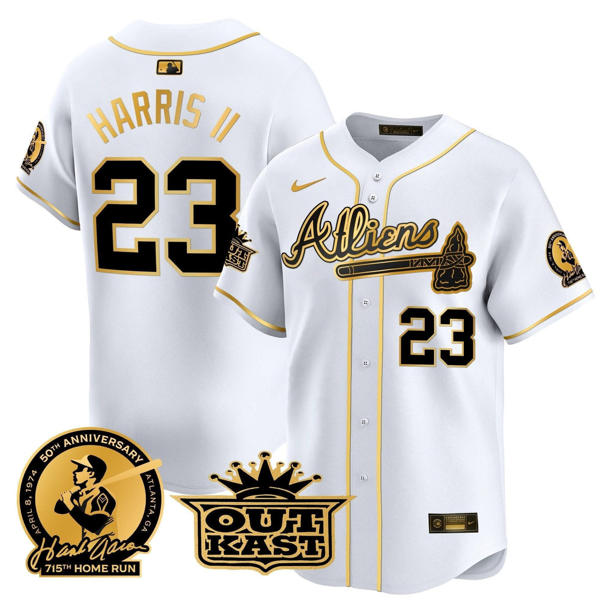 AB Atliens & Hank Aaron Patch Vapor Premier Limited Jersey - Stitched